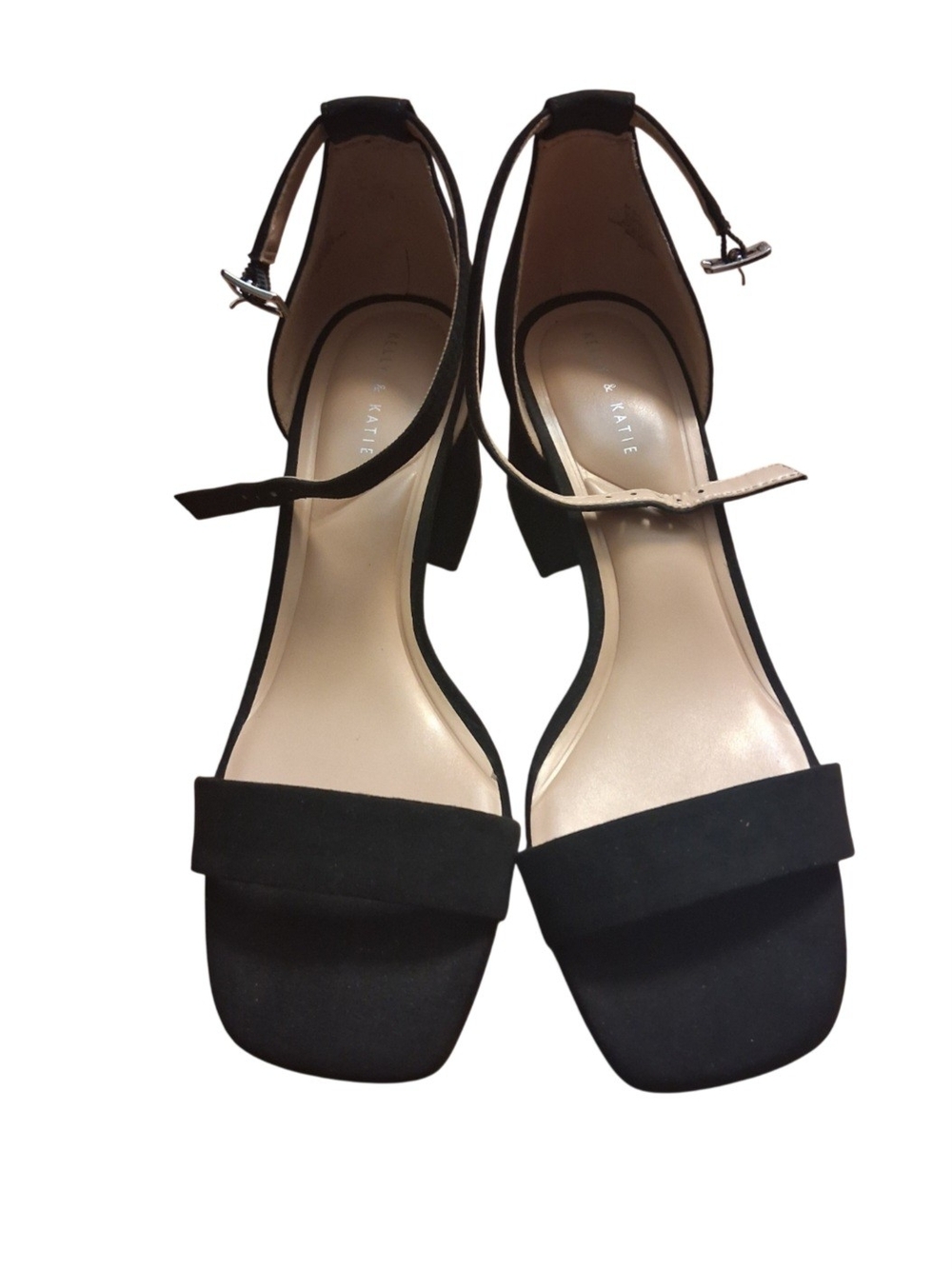 Kelly & Katie Black Ankle-Strap Square-Toe Block Heels Size 9 1/2